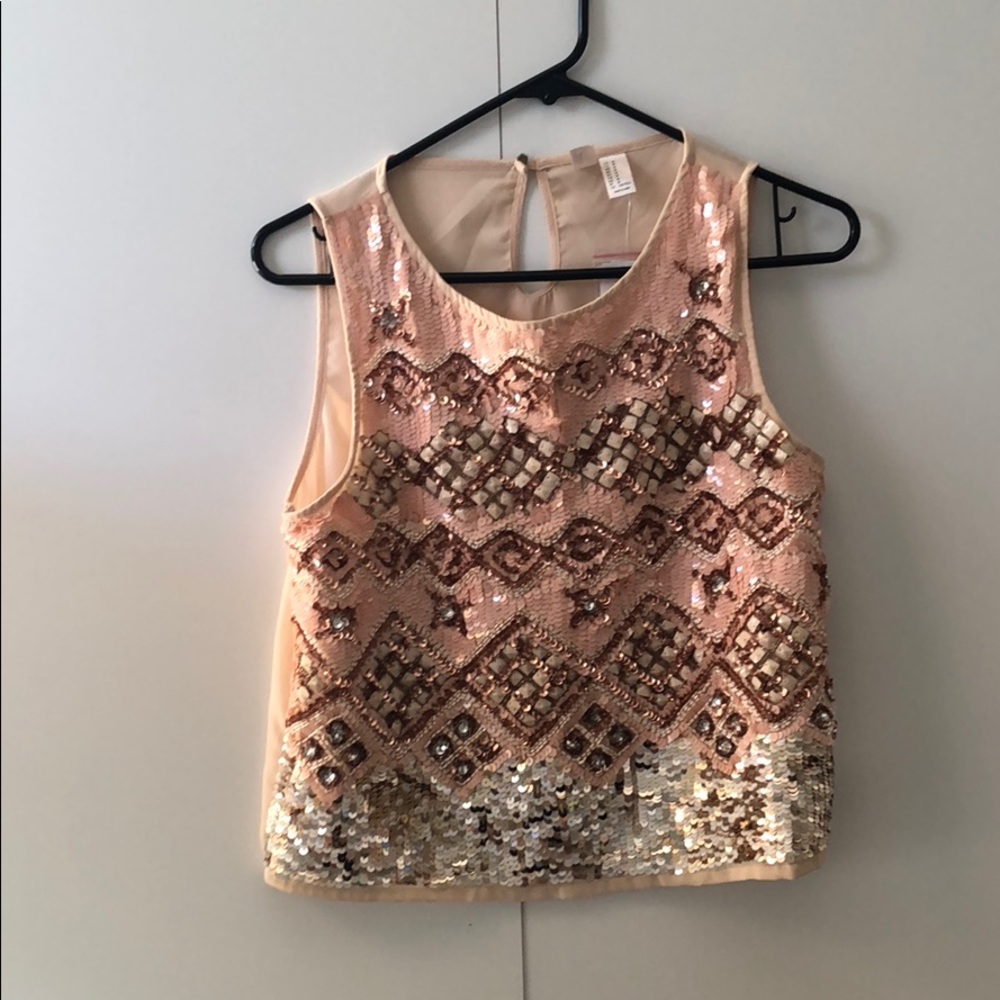 Forever 21 Pink Sequin Short Sleeve Top